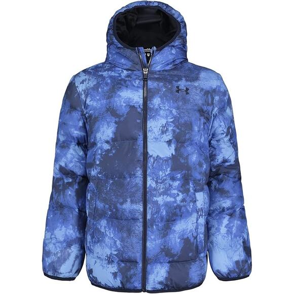 Under Armour Boys Pronto Puffer Jacket Water Repellant | Blue Versa Print | SZ 6 - Picture 1 of 10
